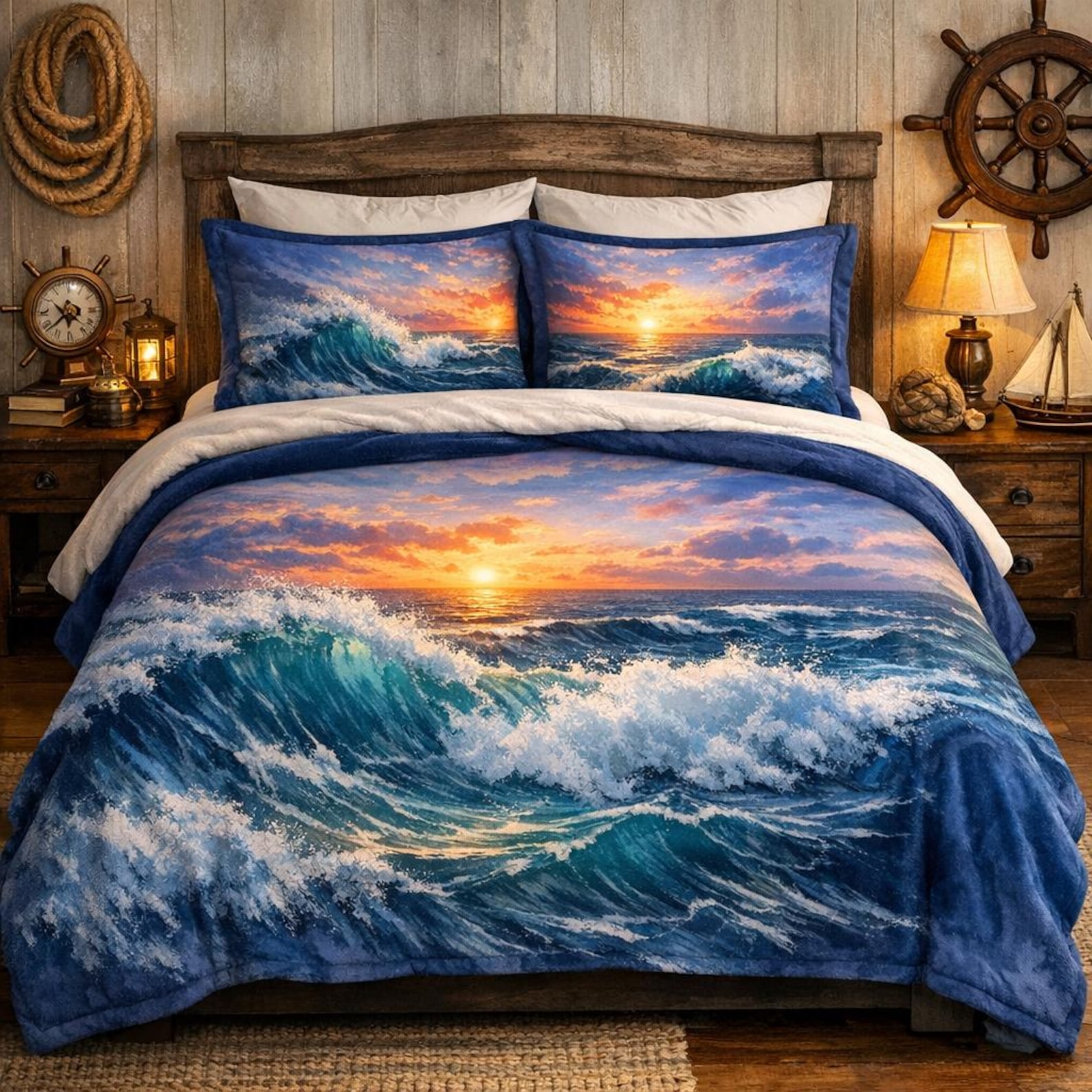 Sunset Ocean Waves Duvet Cover