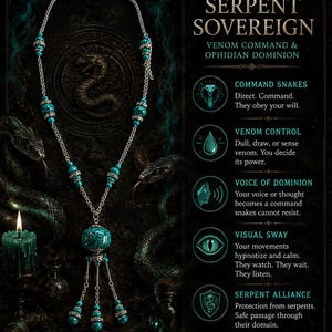 The Serpent Sovereign — Venom Command & Ophidian Dominion Necklace | Control Snakes Or Venom