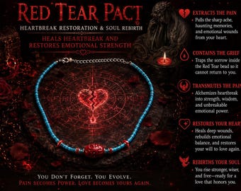 The Red Tear Pact — Heartbreak Restoration & Soul Rebirth Necklace | Heals Heartbreak and restores emotional strength