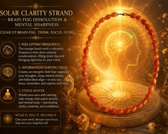 Solar Clarity Strand Necklace – Orange Beads for Mental Focus & Clarity