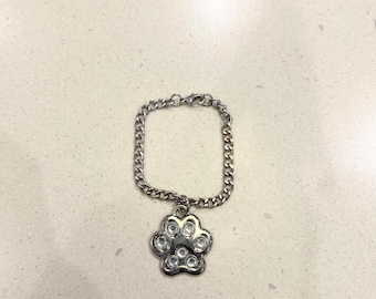 The Canine Covenant | Voodoo Dog Charm Bracelet | Silver Paw Print Crystal Talisman | Pet Empathy & Communication Tool