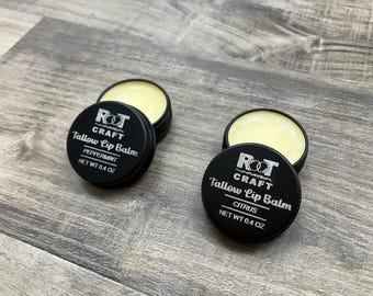 All Natural Tallow Lip Balm, Peppermint Citrus Essential Oil Lip Moisturizer, Soothing Hydrating Facial Care