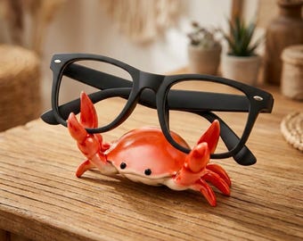 Portaocchiali a forma di granchio, simpatico portaocchiali, divertente decorazione da scrivania, supporto per occhiali a forma di animale, organizer da scrivania a tema marino, idea regalo