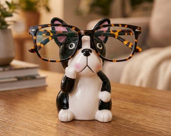 Cute Dog Glasses Holder Stand, Funny Eyeglass Organizer, Puppy Desk Decor, Animal Glasses Stand, Kawaii Nightstand Accessory
