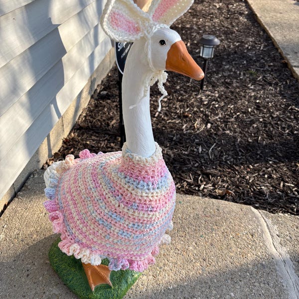Crochet Porch Goose Easter Dress and Bunny Ears Pattern