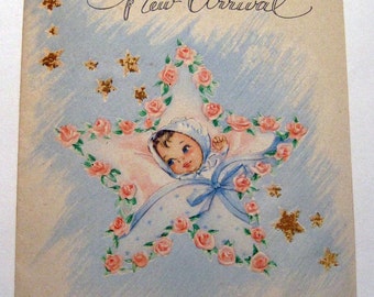 Vintage New baby  card 1948 by Golden Bell