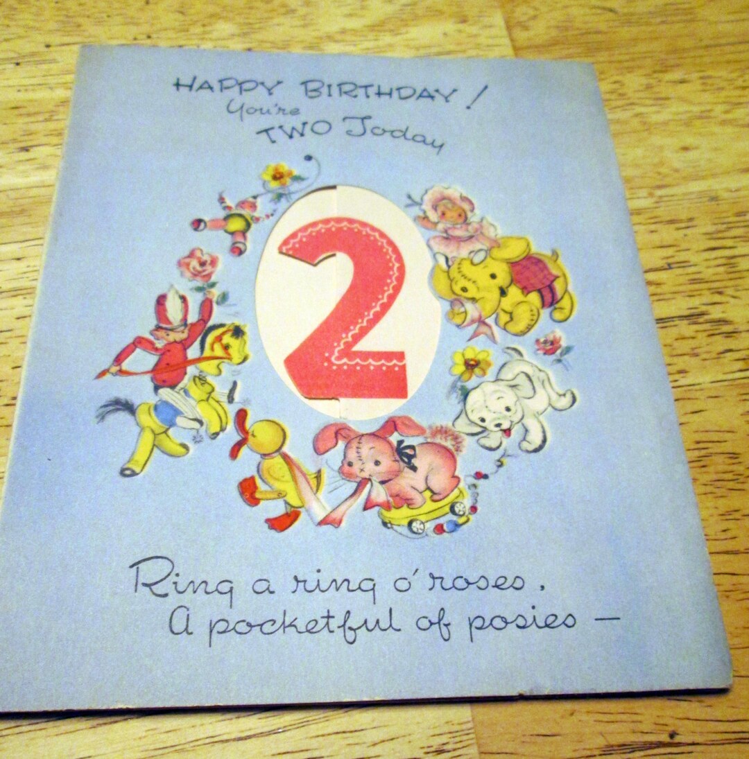 Vintage 2 Year Birthday Card Die Cut 1940s by Gartner & Etsy