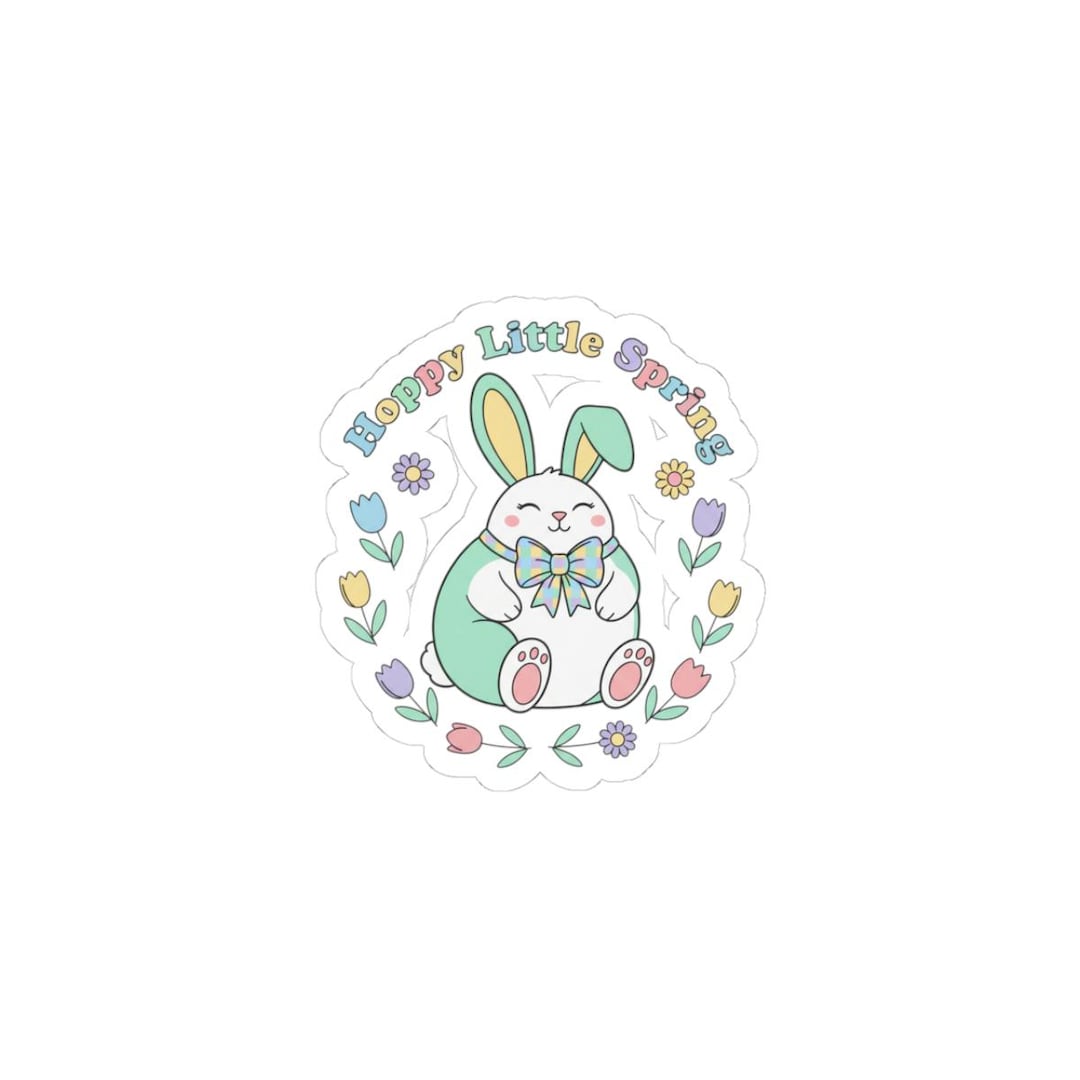 Spring Bonnie Sticker Pastel Spring Bunny Sticker | Easter, Cottagecore Floral Accents - Etsy