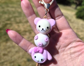 Bag Charm Handmade Dango Sanrio inspire | Glow in the Dark Polymer Clay Keychain, Kawaii Gift