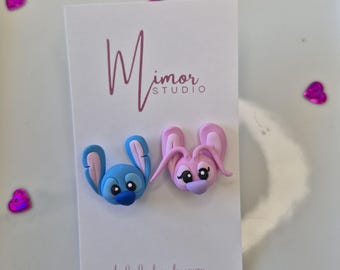 Stitch & Angel Stud Earrings, Polymer Clay Lilo and Stitch Jewelry