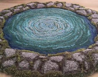 Wolwoud Handmade Wool Wishing Well Rug – Nature Inspired Sculpted Textile Art (50cm)