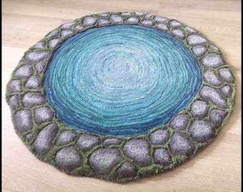Wolwoud Wishing Well LARGE low pile edition - whimsical nature inspired handmade sculpted rug