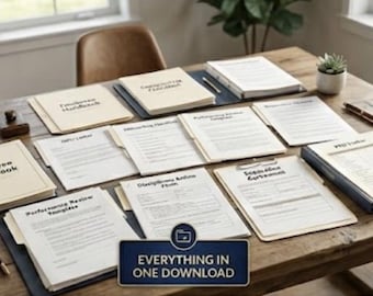 Kompletny pakiet szablonów HR | Formularze dla małych firm, Podręcznik pracownika, Zarządzanie wydajnością (do pobrania natychmiast)