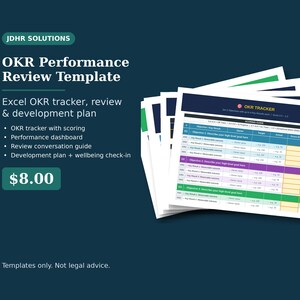 Modelo de Avaliação de Desempenho OKR | Planilha de Controle de Metas em Excel