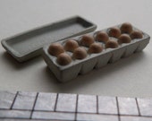 1 12th Egg Box of a Dozen Eggs Dolls House Kitchen Miniature Accessories