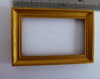 1:12th Plain Picture/Mirror Frame in Gold Dolls House Miniature (frame only)