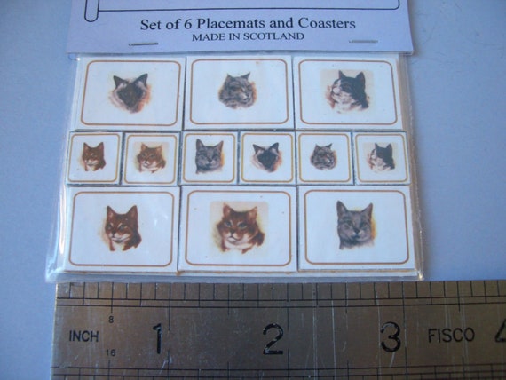 Cat Placemats and Coasters Cork backed 