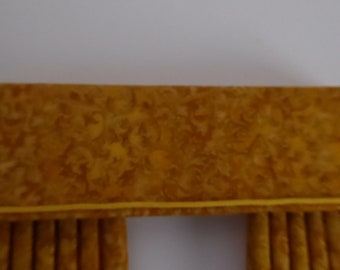 Gold with Yellow Leaf design Curtains with Pelmet for a 1:12th Dolls House
