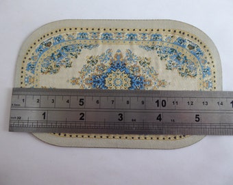 Ovaler Teppich blau-bunt 16x9,7 cm,Miniatur 1:12 f.d Puppenstube/Puppenhaus 