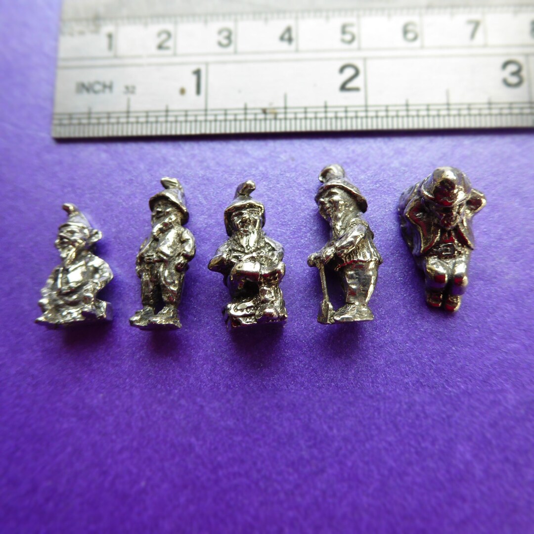 5 X Polished Pewter Gnomes Dolls House Etsy