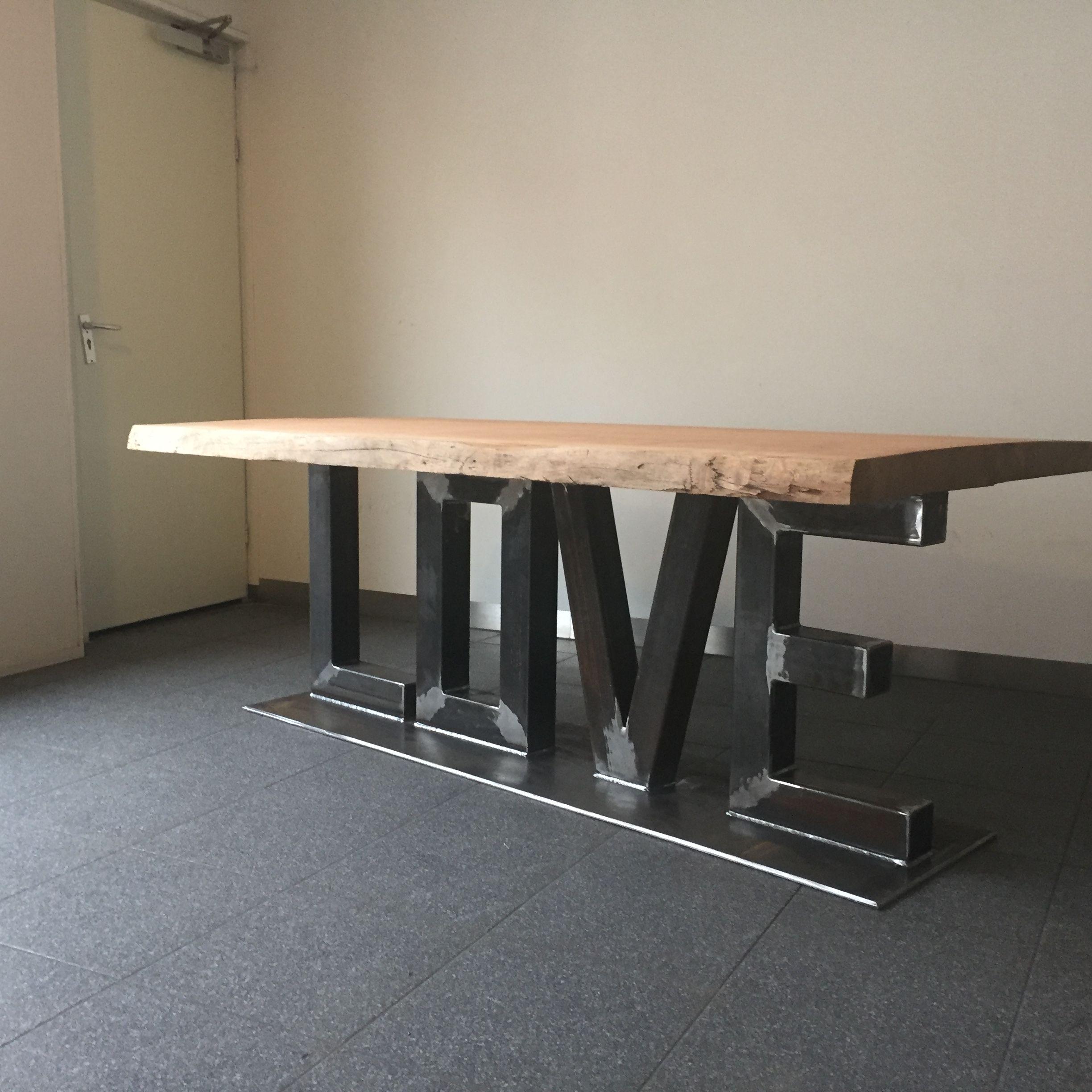 Modern Industrial Dining Table – Solid Wood & Heavy-duty Steel Base - Etsy