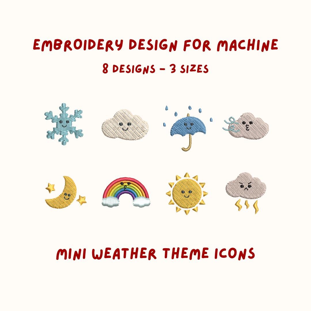 Mini Weather Deviantart Mini Weather Theme Embroidery Icons | Machine Embroidery Designs ...