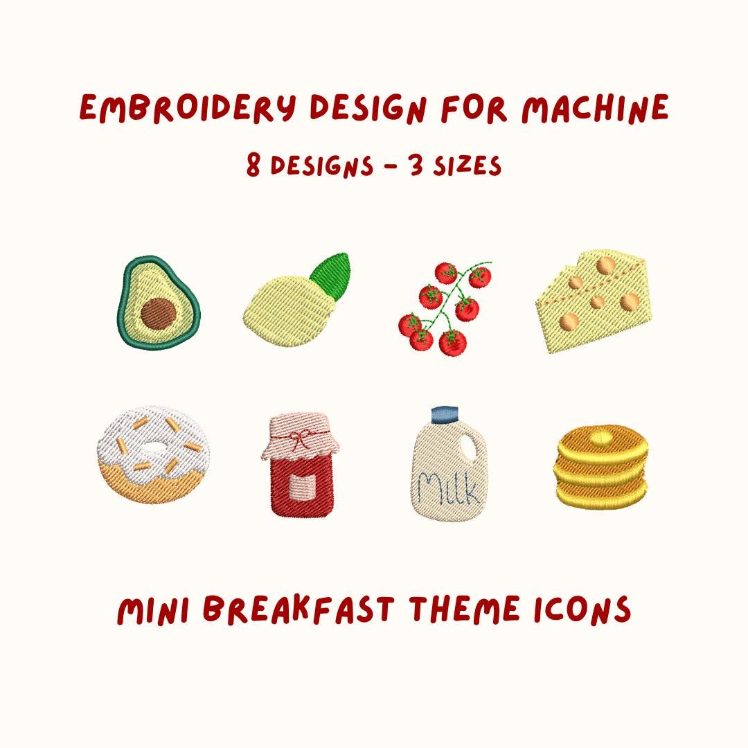 Mini Breakfast Theme Embroidery Icons | Machine Embroidery Designs ...