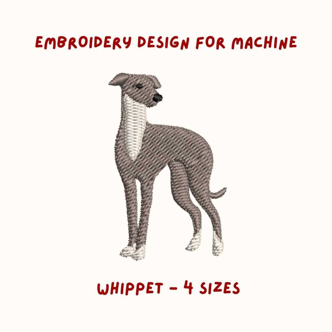Mini Whippet Dog Breed Embroidery Icon | Machine Embroidery Designs ...