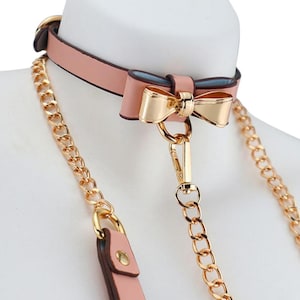Leather Bow Collar Handmade Adjustable Bow Choker Gold Ring Collar Cute Aesthetic Kawaii Collar Fashion Neck Accessory Gift for Her
