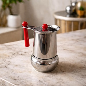 Guido Bregna Vintage Moka Pot 3 Cup Espresso Coffee Maker Stainless Steel Italian Design 1980s Retro Kitchen Collectible