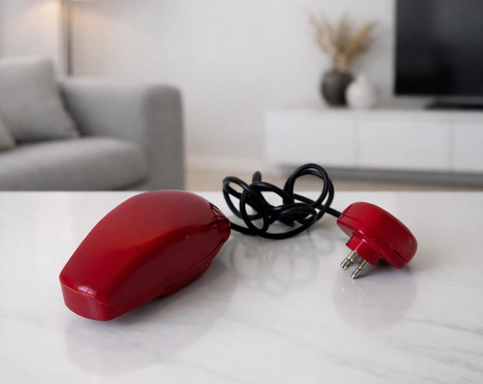 Featured listing image: Vintage Siemens S62 “Grillo” Red Phone – Richard Sapper – Marco Zanuso – 1962 – Iconic Mid-Century Modern Design – Sculptural Desk Phone