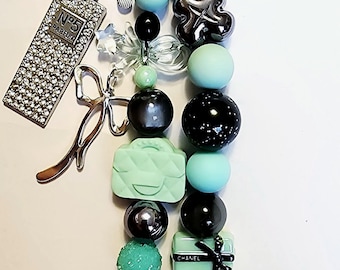 Teal and Black Bag Charm