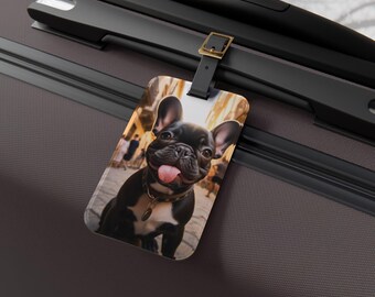Etiqueta de equipaje con animales franceses, regalo ideal para viajeros, etiqueta única para maletas, accesorio para aeropuerto, artículos esenciales para vacaciones, idea de regalo de Navidad