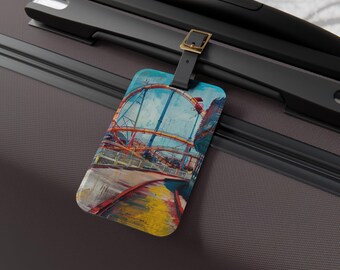 Etiqueta de equipaje de parque de atracciones, regalo ideal para viajeros, etiqueta de equipaje única, accesorio de aeropuerto, artículos esenciales para vacaciones divertidas, idea de regalo de Navidad