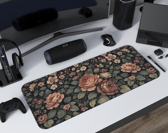 Cottagecore Desk Mat: Dark Floral XL Mousepad