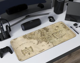 Middle Earth Map Mouse Pad | Water-Resistant Gaming & Office Desk Mat | Cute Desk Mat | LOTR Inspired Mousepad