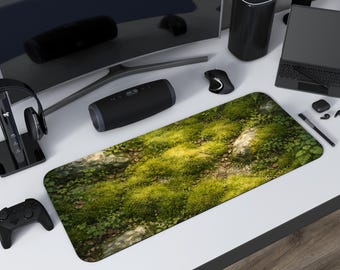 Forest Moss Gift Desk Mat | Extended Mouse Pad | Woodland Nature Deskmat | Green Aesthetic Workplace Decor
