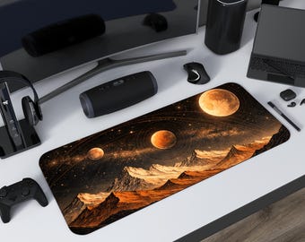 The Geometry of the Planets Desk Mat, Topographic Planet Map Desk Pad, Outer Space Desk Topper, Mars Mousepad, Interstellar, Universe, Orbit