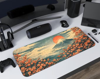 Japanese Ukiyo-E Desk Mat: Japan Art XL Mousepad - Laptop Pad For Home Office