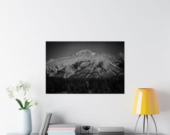 Black and White Mountain Landscape Photography Print, Minimalist Nature Wall Art | Crosse Studio
