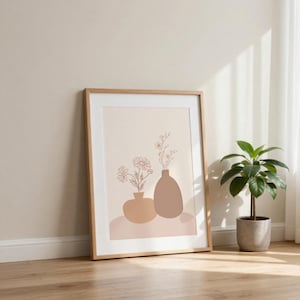 Floral Vase Wall Art Printable | Minimalist Flower Pot Poster Botanical Home Decor (Digital Download)