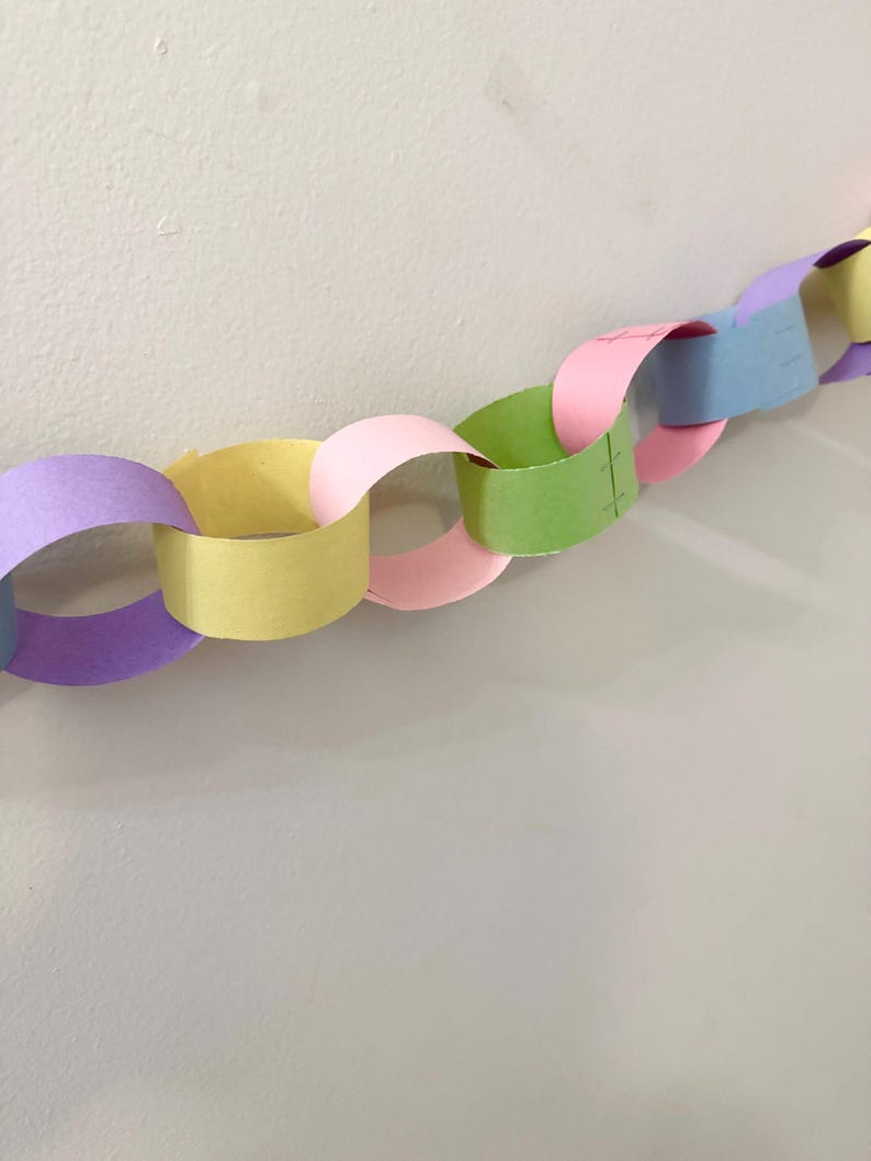 Spring Paper Chain Pastel Easter Paper Chain Garland, Spring Bunny Nursery Decor, Spring ...