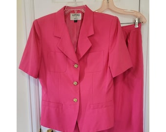 Kasper for ASL Vintage Pink Skirt Suit Short Sleeve Blazer Pencil Skirt 14 AS IS