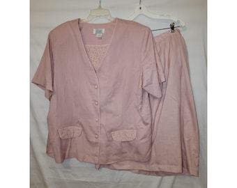 Enge Collection - Rokkostuum van 24 W oudroze, korte mouwen, ongevoerd vintage