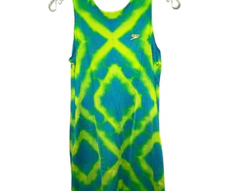 Vintage 90s Speedo Swim Cover Dress Kids Large Neon Pool Deck