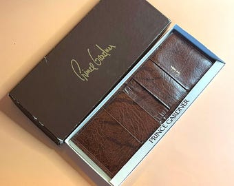 VTG Prince Gardner Leather Pocket Secretary Wallet Brown NOS Box Key Holders