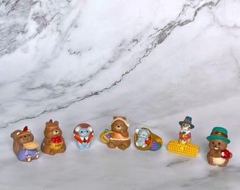 Vintage Hallmark Merry Miniatures Thanksgiving Figurines Lot of 7 1980s 90s