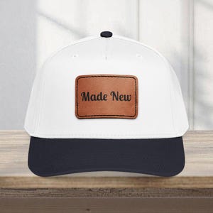 Made New leather patch Baseball Cap | Rectangular patch, embroidery-style text