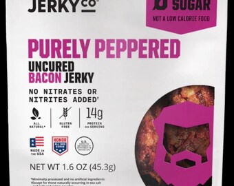 Savage Jerky Co Purely Peppered Uncured Bacon Jerky 1.6oz Gluten Free Zero Sugar