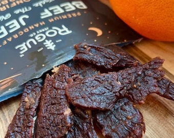 Rogue Beef Jerky, Bonfire Bourbon Flavor, Small Batch, Gluten Free 2 oz package